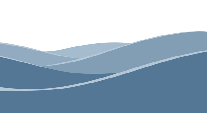 Blue Waves on White Background.
