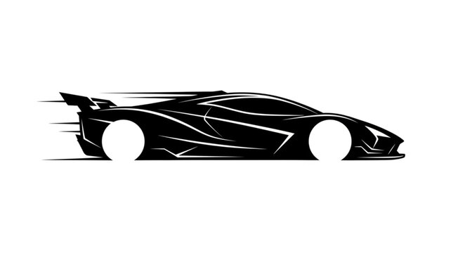Sleek Black Sports Car Silhouette in Motion.