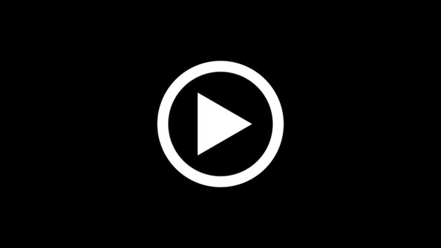 Minimalist white video play button icon on a black background