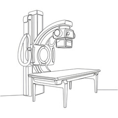 Fototapeta premium Medical xray machine with table for patient examination isolated on white background