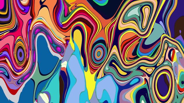 Vibrant abstract colorful swirl pattern with bold geometric shapes