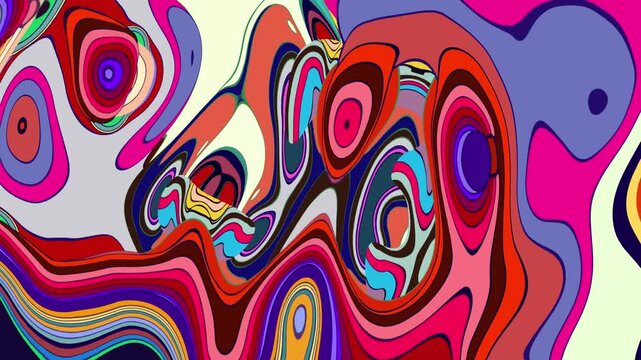 Colorful abstract psychedelic swirl pattern with vibrant shapes