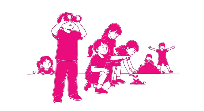 Children Playing Together Outdoors Freely.