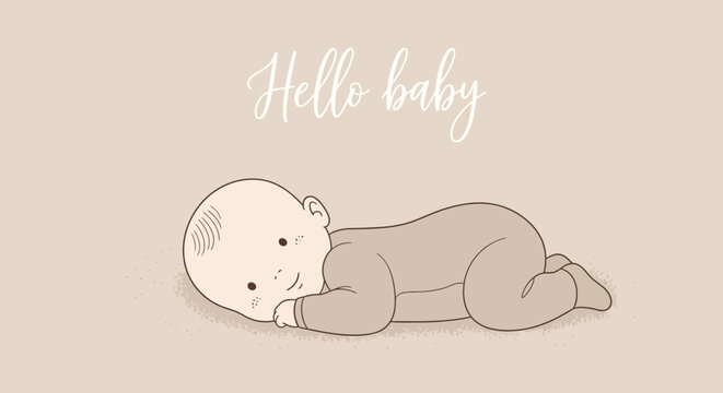 Cute baby lying on stomach sleeping.
