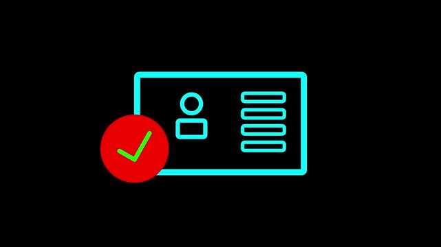 Profile verify icon red and blue check mark animation isolated on black background