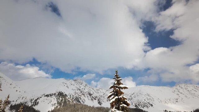 Time Lapse of the clouds moving above the Rocky Mountains near Loveland Pass in Colorado USA.