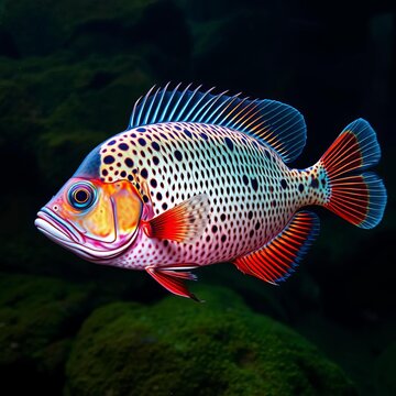 Cyphotilapia Frontosa, the king of Lake Tanganyika's depths, a magnificent and long-lived predator,  underwater,  cichlid