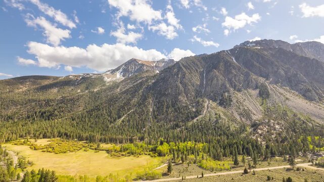 Time Lapse of the clouds moving across the sky above the Sierra Nevada Mountains near the west Entrance to Yosemite in California