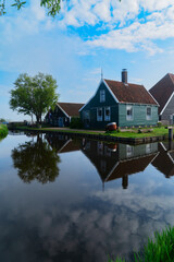 Obraz premium rural dutch country scenery with traditional windmills, Netherlands