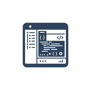 Minimalist flat vector illustration of computer code editor