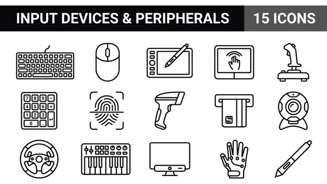 Input devices and peripherals icon set