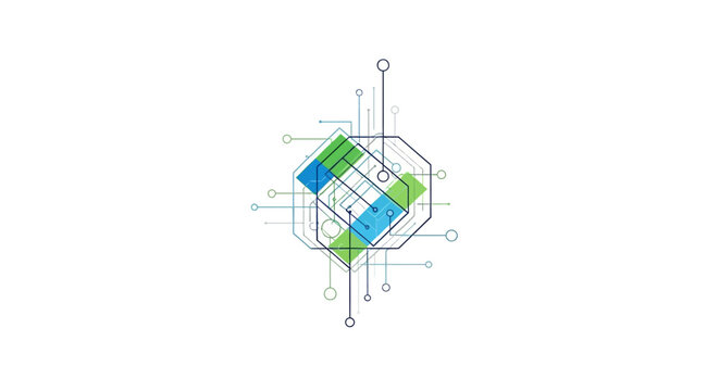 Abstract digital circuit board design for network technology concept on white background