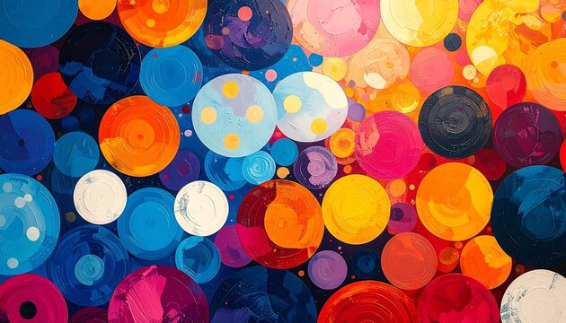 カラフルな円形パターンの抽象背景素材｜円形 幾何学 模様 アート カラフル 背景