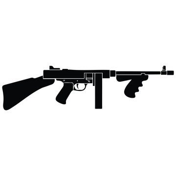 Silhouette of Tommy gun vector illustration.