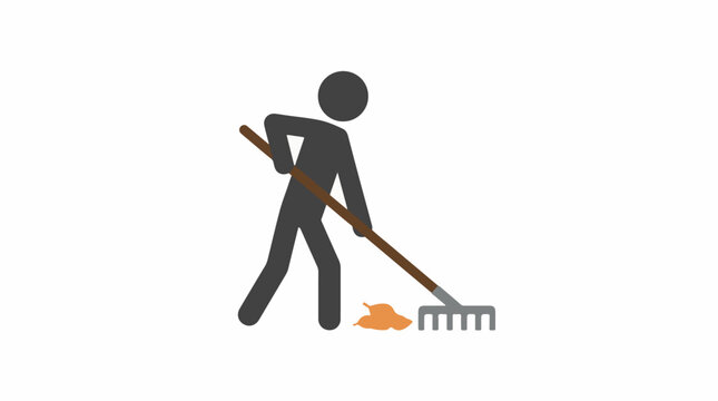 Person raking fallen leaves in autumn