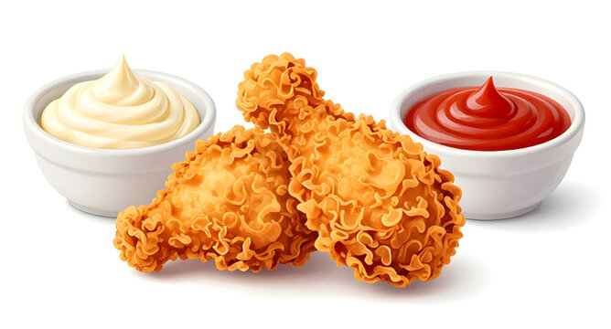 fried, chicken, crispy, food, drumstick, fastfood, crunchy, meal, snack, delicious, golden, cooking, vector, illustration, isolated, restaurant, tasty