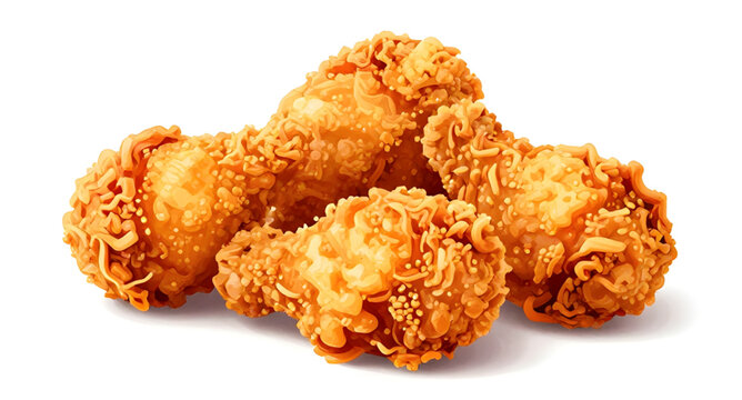 fried, chicken, crispy, food, drumstick, fastfood, crunchy, meal, snack, delicious, golden, cooking, vector, illustration, isolated, restaurant, tasty