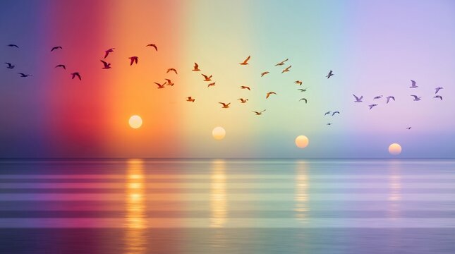  A sunset that lasts for hours, colors cycling slowly through the whole spectrum