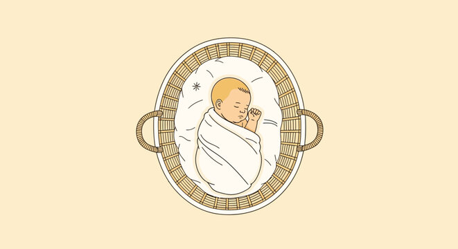 Baby wrapped in a blanket sleeping.