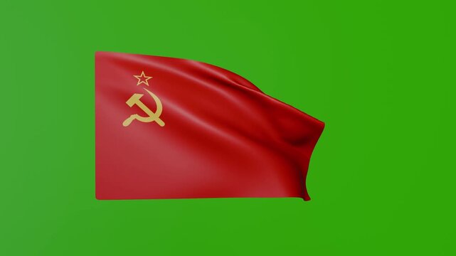 Waving Soviet Union Flag on Green Screen Animation