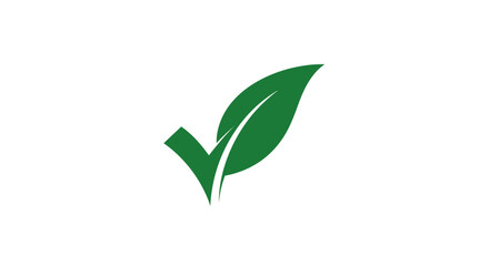 Fototapeta premium Green leaf with check mark symbol.