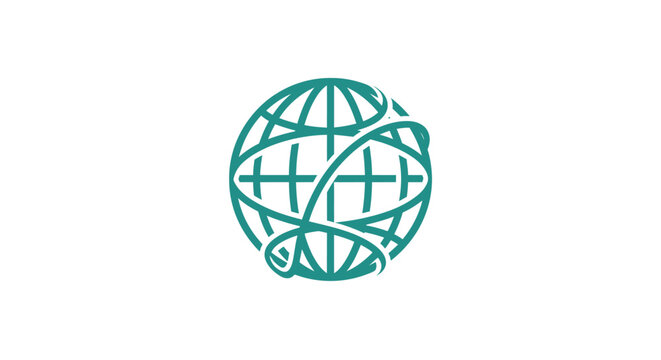 Green Globe Icon With Crosses.