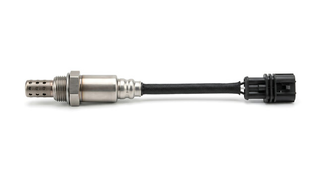 Isolated automotive oxygen sensor. Essential for engine management, it precisely monitors exhaust gases to optimize fuel efficiency and ensure effective emission control