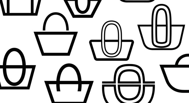 Seamless pattern of black and white shopping bag icons.