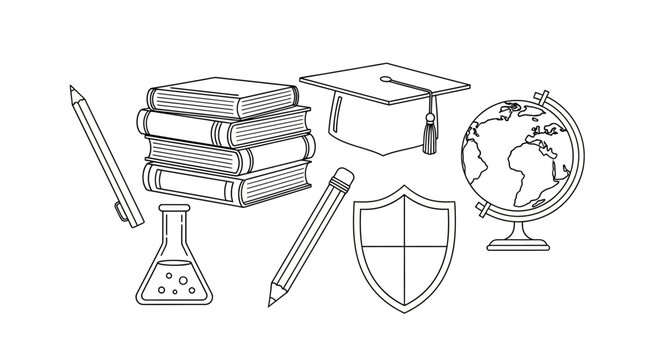 Education and learning tools icon set