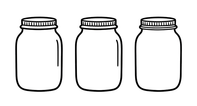 jar, empty, glass, container, bottle, storage, transparent, kitchen, packaging, vector, illustration, isolated, lid, mason, reusable, household, blank