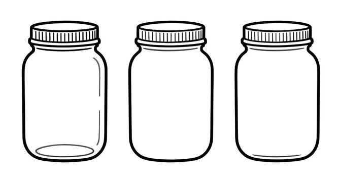 glass, jar, empty, container, bottle, storage, transparent, kitchen, packaging, vector, illustration, isolated, lid, mason, reusable, household, blank