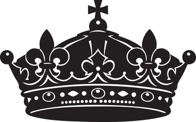 Black silhouette of a royal crown with ornate details, symbolizing power and monarchy © Rezaulkarim