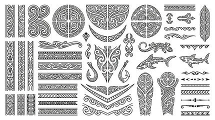 Collection of Maori Tribal Tattoo Designs and Patterns. © Deni