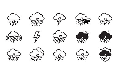 Obraz premium thunderstorm icon set. Vector illustration