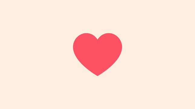 Simple Red Heart Icon on Pastel Background - Love Symbol, Romance, Valentine's Day
