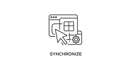 Fototapeta premium Website Synchronization Icon: Cursor Clicking on Browser Window with Settings Gear