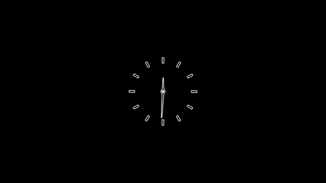 Minimalist clock face displaying abstract time with white rectangular markers on black background digital glowing effect