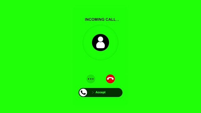 Incoming Call Notification Animated Interface Green Background Accept Button phone call