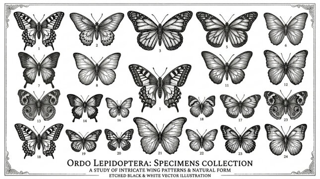 Set of colorful vector butterfly collection with flying insect illustrations and decorative wing patterns