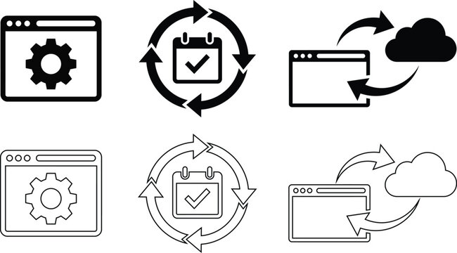 Website management icons settings scheduling and cloud synchronization