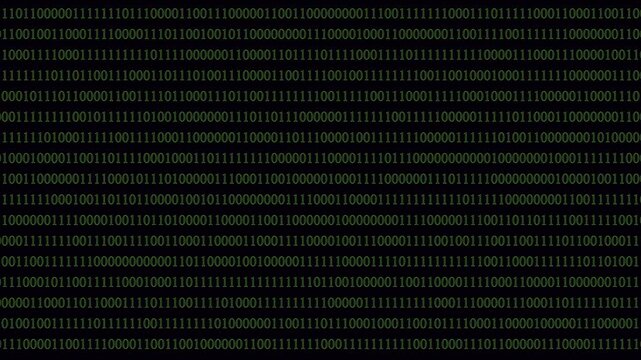Futuristic Binary Data Stream with Clock Countdown Motion Background,Cyber Matrix Timer Animation on Black Background