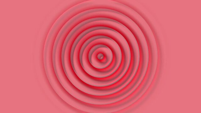Abstract pink ripple motion background, soft 3 d concentric circles animation, minimalist geometric wave pattern