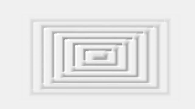 Minimalist white abstract background, with pulsing rectangular, geometric motion rectangle