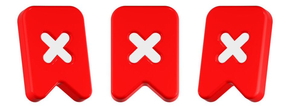 bookmark cancel icon 3d render