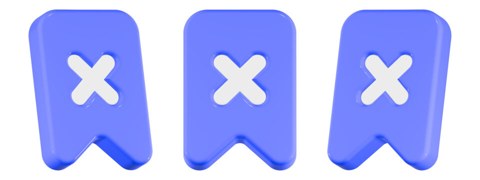 bookmark cancel icon 3d render
