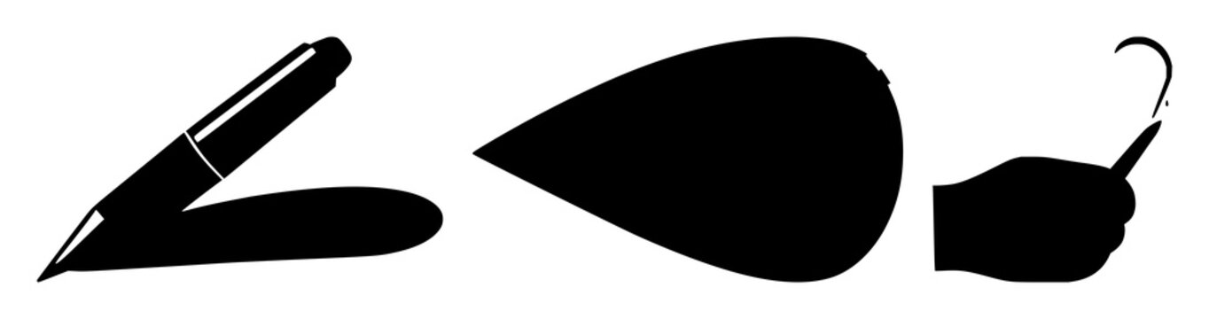 Solid black icon, white background: freelancing pen tool set with simple line art design featuring simple design, minimalist, black and white with illustrations and graphics