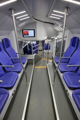 Fototapeta premium Upper deck seats on an express train stopped at Venice Santa Lucia Station in Venice, Italy