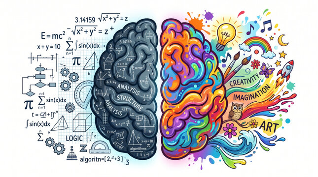 Creative and Logical Brain Hemisphere Illustration.