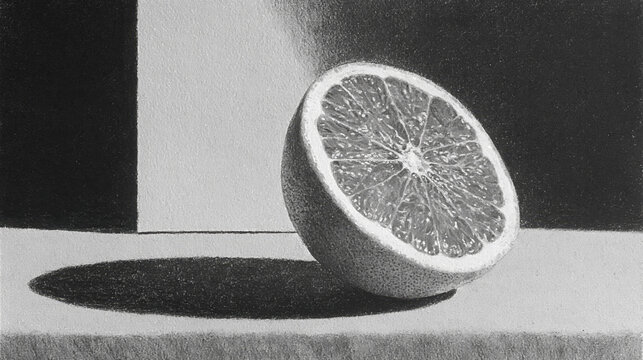 Grapefruit beside a blank award frame in charcoal symbolizing absent recognition