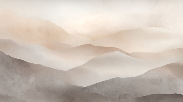 A serene watercolor landscape featuring gentle hills and soft, muted colors that evoke a sense of calm and tranquility.